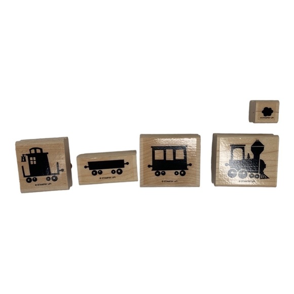 Stampin Up!Choo Choo Train Wood Rubber Stamp 5 PC Set Retired - Picture 3 of 10